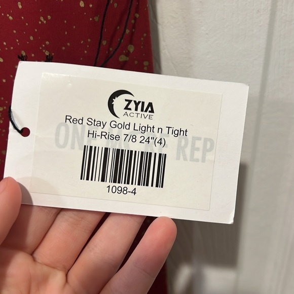 NWT ZYIA Active Red Stay Gold Light n Tight Hi-Rise 7/8 24” Leggings in Size 4! - Picture 5 of 10
